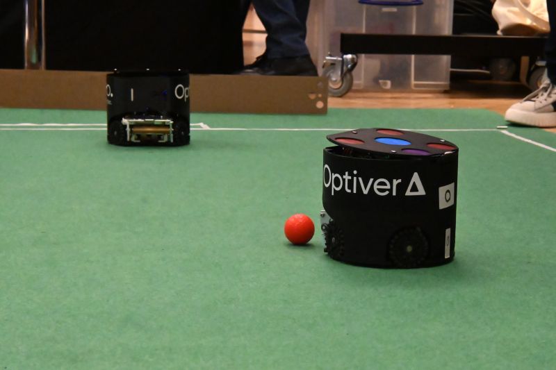 Two autonomous robots live on carpet at the Great Exhibition Road Festival